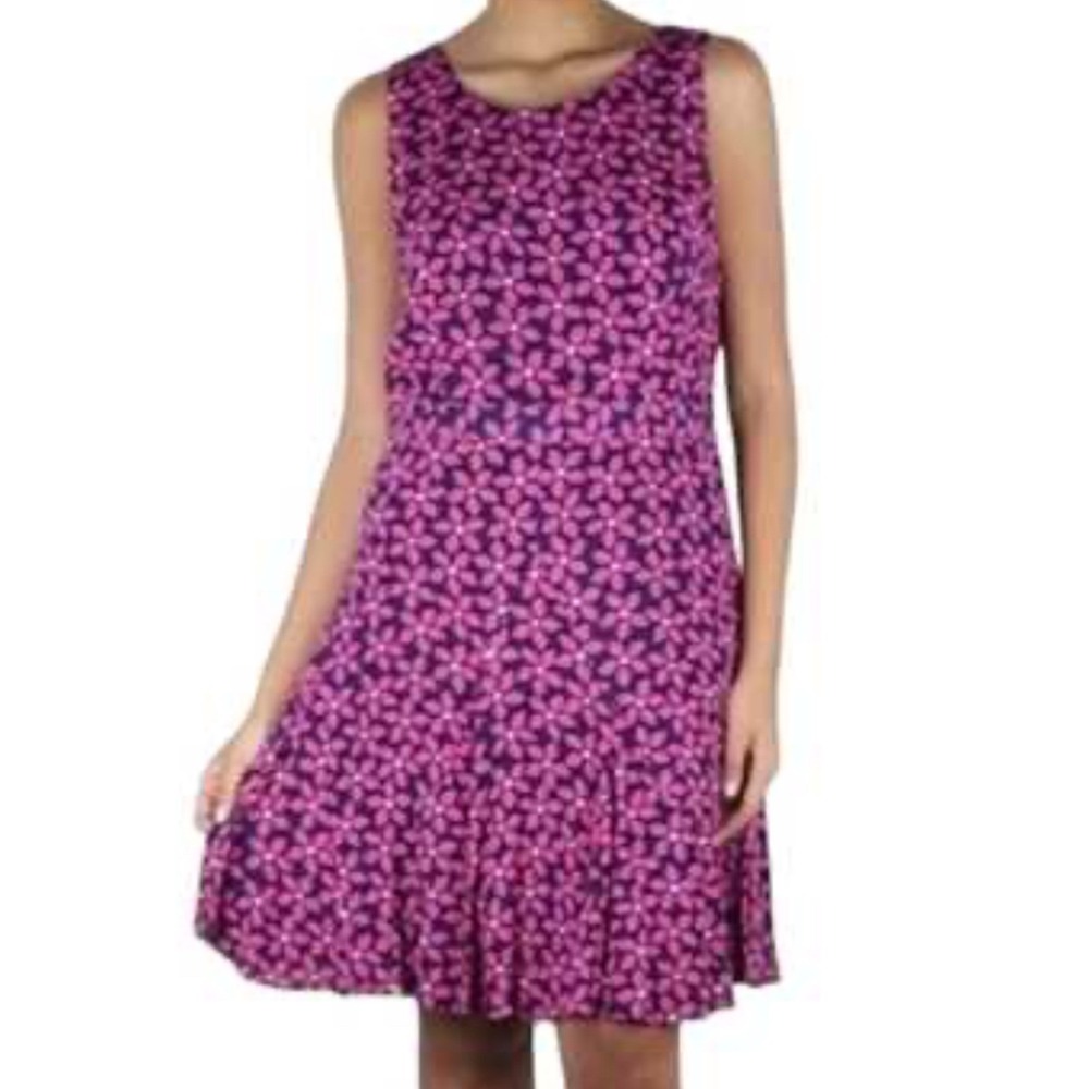 Diane von Furstenberg Clara Pink Purple Floral Fit Flare Dress Size 2